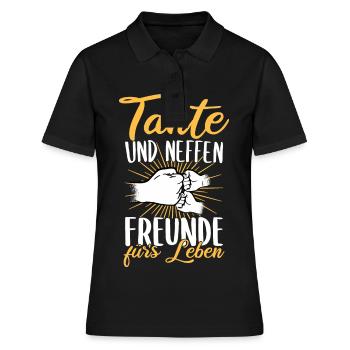 Tante Neffe Freunde fürs Leben zweifache Tante - Frauen Polo Shirt - Schwarz - Vorne - Ailine (174cm)