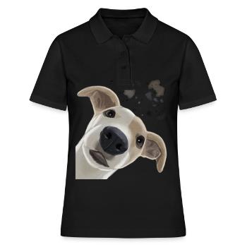 Chien Curieux Whippet - Polo Femme - noir - Devant - Ailine (174cm)