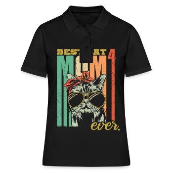 Best Cat Mom ever 4 Katzen vierfache Katzenmama - Frauen Polo Shirt - Schwarz - Vorne - Ailine (174cm)