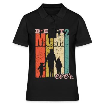 Meilleur maman Ever double maman maman avec 2 enfants - Polo Femme - noir - Devant - Ailine (174cm)