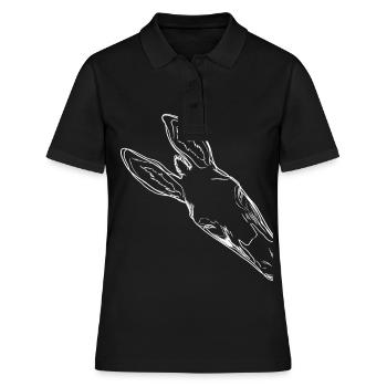 Neugieriger Esel - Frauen Polo Shirt - Schwarz - Vorne - Ailine (174cm)