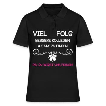 Abschiedsgeschenk Mitarbeiter für Kollegin - Frauen Polo Shirt - Schwarz - Vorne - Ailine (174cm)