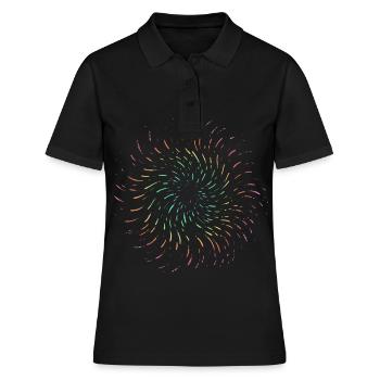 Regenbogen Wirbel selbst gestalten - Frauen Polo Shirt - Schwarz - Vorne - Ailine (174cm)