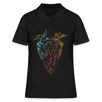 Bec-de-chaussure d’oiseau coloré - Polo Femme - noir - Devant - Ailine (174cm)