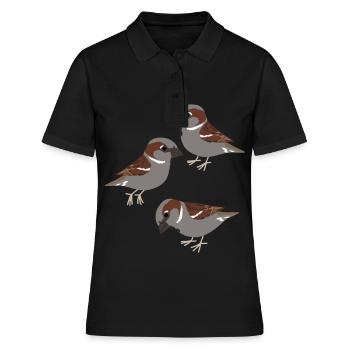 Moineaux domestiques Oiseaux Moineaux - Polo Femme - noir - Devant - Ailine (174cm)