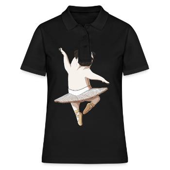 Drôle de ballerine Chien Danse Ballet Carlin - Polo Femme - noir - Devant - Ailine (174cm)