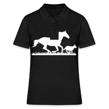 Course de chevaux et de chiens - Polo Femme - noir - Devant - Ailine (174cm)