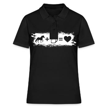 Grunge Rectangle - Coeur - Bière - Cheval - - Polo Femme - noir - Devant - Ailine (174cm)