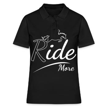 Reite mehr - - Frauen Polo Shirt - Schwarz - Vorne - Ailine (174cm)