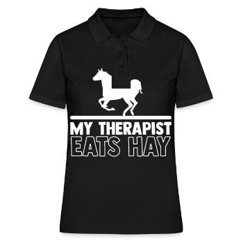 Mein Therapeut frisst Heu - - Frauen Polo Shirt - Schwarz - Vorne - Ailine (174cm)