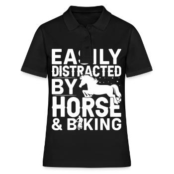 Facilement distrait par les chevaux et le cyclisme - - Polo Femme - noir - Devant - Ailine (174cm)