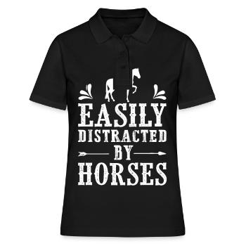 Facilement distrait par les chevaux 6 - - Polo Femme - noir - Devant - Ailine (174cm)