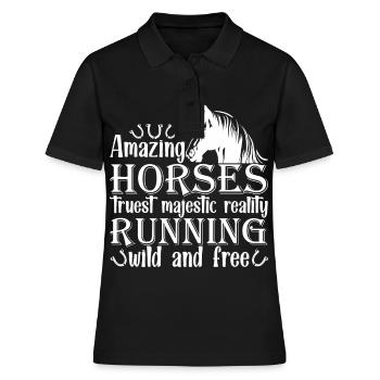 Chevaux étonnants Vrai Réalité majestueuse Courir Wil - Polo Femme - noir - Devant - Ailine (174cm)