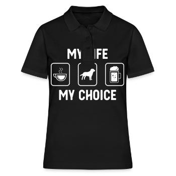 Ma vie, mon choix - Bière - Chien - - Polo Femme - noir - Devant - Ailine (174cm)