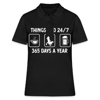 Thinks I Do 24-7 365 Days A Year - Bier - Hündin m - Frauen Polo Shirt - Schwarz - Vorne - Ailine (174cm)