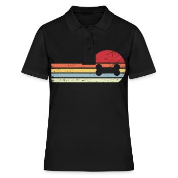 Sonne und Retro-Linien - Hundeknochen - - Frauen Polo Shirt - Schwarz - Vorne - Ailine (174cm)