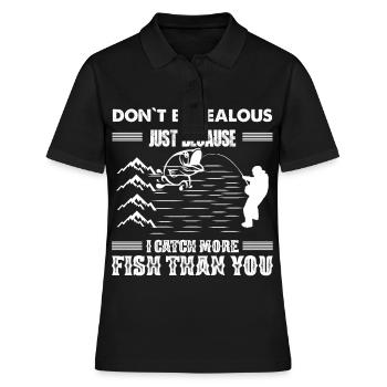 Ne sois pas jaloux juste parce que j’attrape plus de poissons - Polo Femme - noir - Devant - Ailine (174cm)