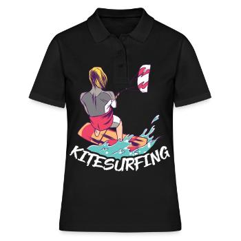 Kitesurfen Kiteboarding Kite Kiten - Frauen Polo Shirt - Schwarz - Vorne - Ailine (174cm)