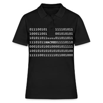 Hacked - Hacker - Nerd - Noob - Matrix - Frauen Polo Shirt - Schwarz - Vorne - Ailine (174cm)