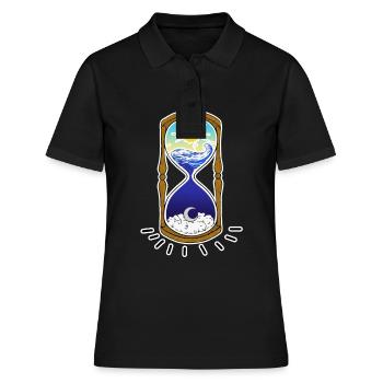 "TIME" - Zeit - Frauen Polo Shirt - Schwarz - Vorne - Ailine (174cm)