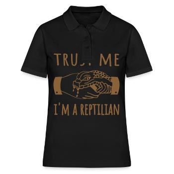trust me i’m a reptilian je suis un reptil snake - Polo Femme - noir - Devant - Ailine (174cm)