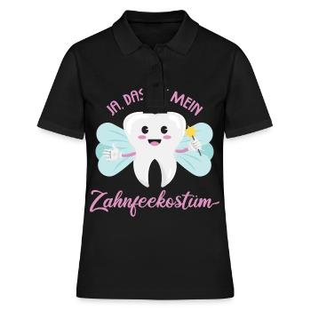 Lustiges Zahnfee Kostüm Fasching - Frauen Polo Shirt - Schwarz - Vorne - Ailine (174cm)