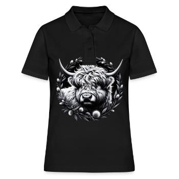 Monochrome Highland Cattle - Polo Femme - noir - Devant - Ailine (174cm)
