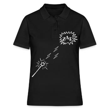 Baguette magique, flash, ZAP ! - Polo Femme - noir - Devant - Ailine (174cm)