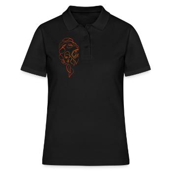 Lion Einzeilige Kunst - Frauen Polo Shirt - Schwarz - Vorne - Ailine (174cm)