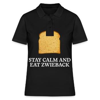 Stay calm and eat Zwieback - Frauen Polo Shirt - Schwarz - Vorne - Ailine (174cm)