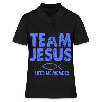 Jesus - Frauen Polo Shirt - Schwarz - Vorne - Ailine (174cm)