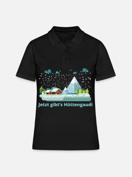 Hüttengaudi - Frauen Polo Shirt - Schwarz