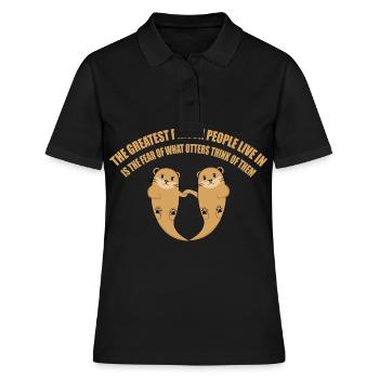 encourage each otter unterstützt euch gemeinsam - Frauen Polo Shirt - Schwarz - Vorne - Ailine (174cm)