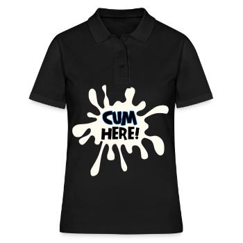 Cum Here - Frauen Polo Shirt - Schwarz - Vorne - Ailine (174cm)