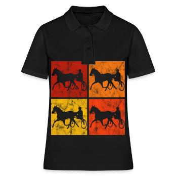 Trotter courses de trot dans un style rétro ou vintage - Polo Femme - noir - Devant - Ailine (174cm)