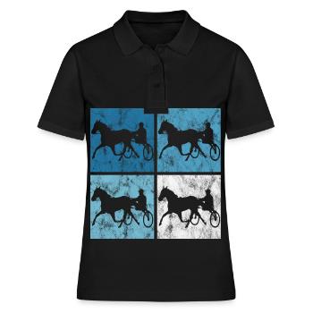 Trotter courses de trot dans un style rétro ou vintage - Polo Femme - noir - Devant - Ailine (174cm)