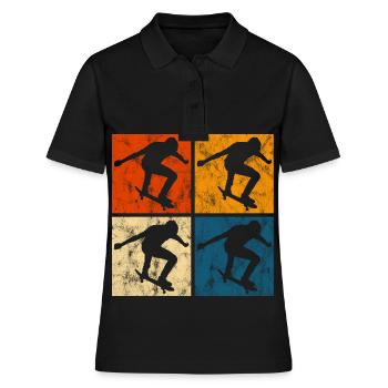 Skateboarder Skateboard Skater Skate Skateing - Polo Femme - noir - Devant - Ailine (174cm)
