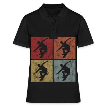 Skateboarder Skateboard Skater Skate Skateing - Polo Femme - noir - Devant - Ailine (174cm)