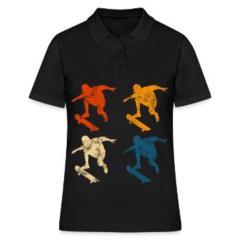 Skateboarder Skateboard Skater Skate Skateing - Polo Femme - noir - Devant - Ailine (174cm)