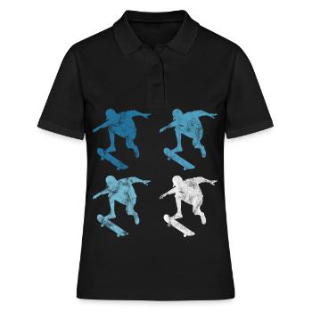 Skateboarder Skateboard Skater Skate Skateing - Polo Femme - noir - Devant - Ailine (174cm)