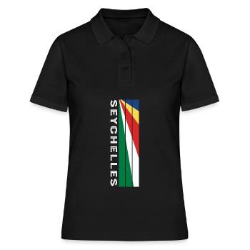 Seychellen Landesfarbe in Streifen - Frauen Polo Shirt - Schwarz - Vorne - Ailine (174cm)