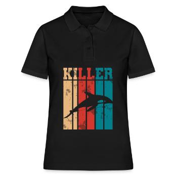 Tueur baleine requin animal de mer Rétro Vintage - Polo Femme - noir - Devant - Ailine (174cm)