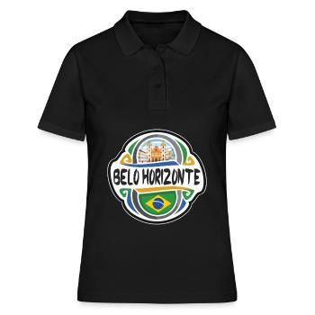Belo Horizonte Brésil Drapeau Voyage Souvenir Badge S - Polo Femme - noir - Devant - Ailine (174cm)