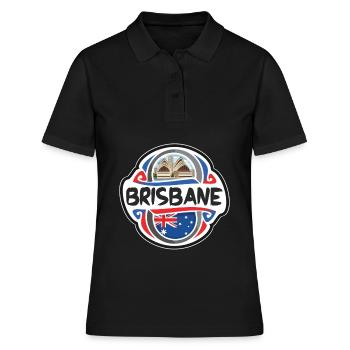 Brisbane Australie Drapeau Voyage Souvenir Badge Stam - Polo Femme - noir - Devant - Ailine (174cm)
