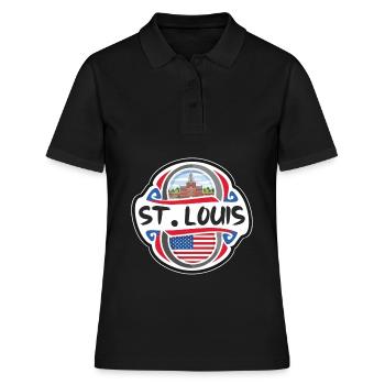 St. Louis États-Unis Drapeau des États-Unis Souvenir de voyage B - Polo Femme - noir - Devant - Ailine (174cm)