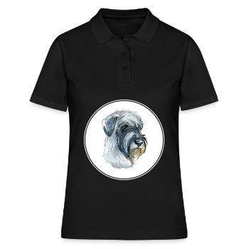 Mittelschnauze Standard Schnauzer Hund Illustration - Frauen Polo Shirt - Schwarz - Vorne - Ailine (174cm)