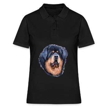 Tibetischer Mastiff Hund Aquarell Skizze Illustration - Frauen Polo Shirt - Schwarz - Vorne - Ailine (174cm)