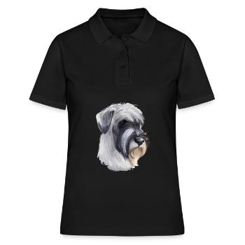 Mittelschnauze Standard Schnauzer Hund Illustration - Frauen Polo Shirt - Schwarz - Vorne - Ailine (174cm)