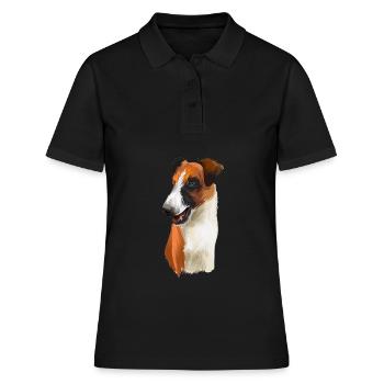 Illustration d’aquarelle de chien Fox Terrier lisse - Polo Femme - noir - Devant - Ailine (174cm)