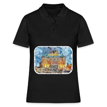 Quebec Kanada Aquarell Skizze gezeichnete Illustration - Frauen Polo Shirt - Schwarz - Vorne - Ailine (174cm)